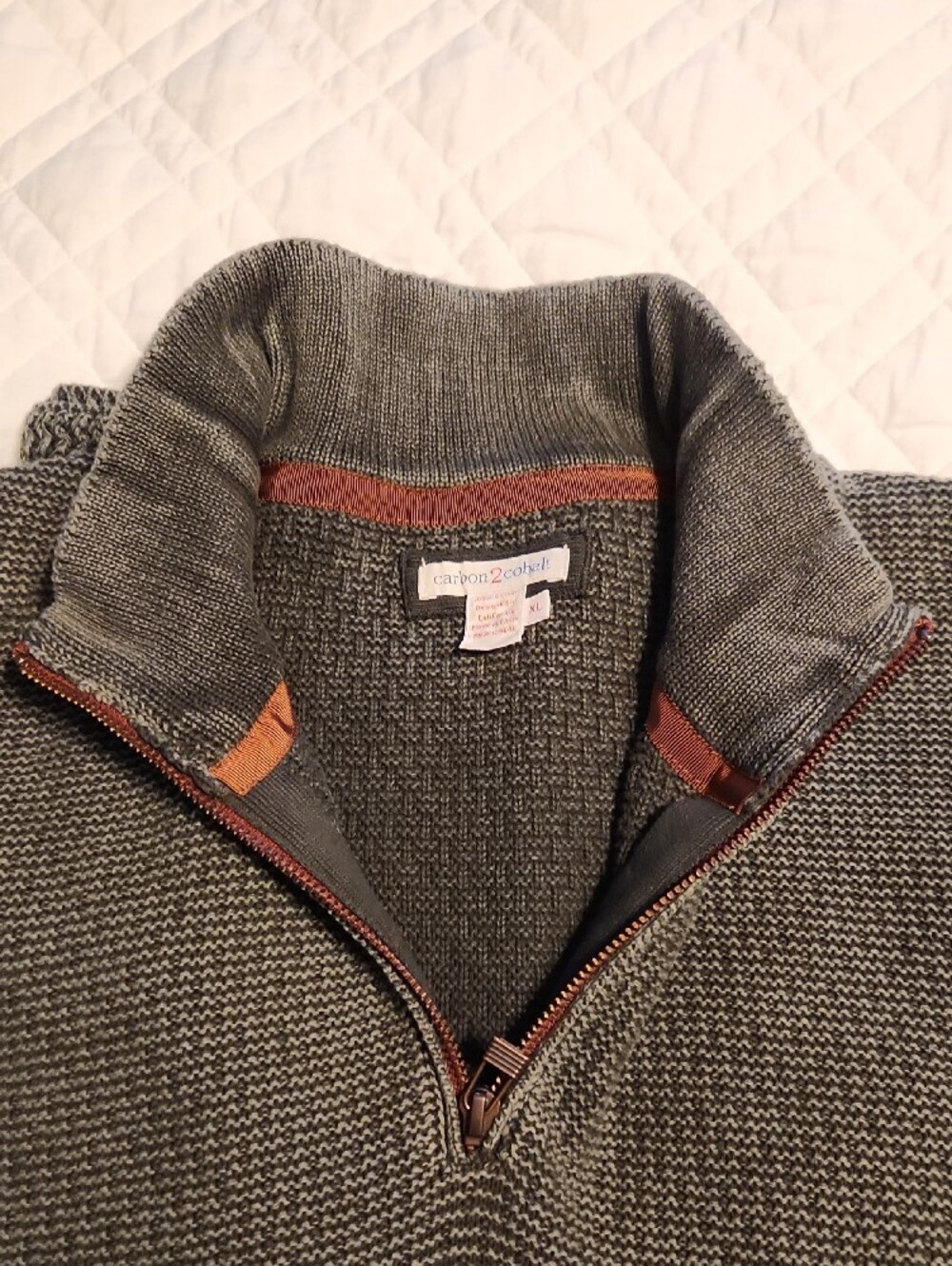 Carbon2Cobalt Men's  Quarter-Zip Knit Sweater, size XL - Picture 4 of 11